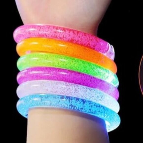 Glow LED Bracelets Set of 10 Neon Light Up New Years Celebration Favors Assorted - Picture 4 of 6